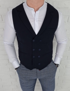 Elegancka ciemnogranatowa kamizelka meska slim fit  Stylovy 1002CG
