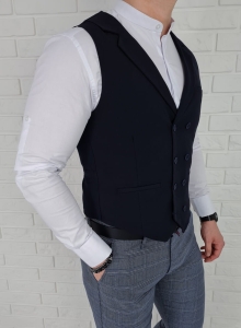 Elegancka ciemnogranatowa kamizelka meska slim fit  Stylovy 1002CG