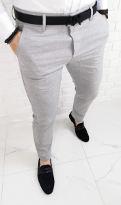 Jasnoszare bawełniane eleganckie spodnie slim fit 1474