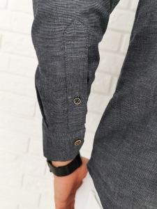 Ciemnoszara koszula slim fit zapięcie do połowy przeszycia 0376/172