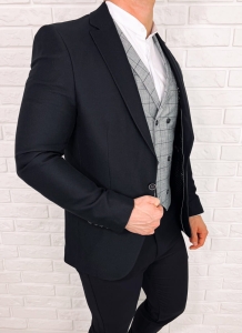 Czarna elegancka marynarka męska slim klasyczna 6107