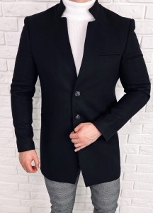 Płaszcz męski czarny ze stójką Stylovy 2189
