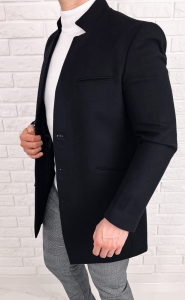 Płaszcz męski czarny ze stójką Stylovy 2189