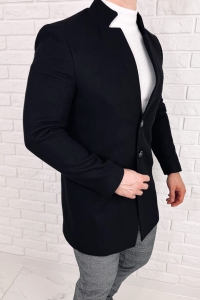 Płaszcz męski czarny ze stójką Stylovy 2189