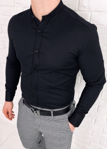 Koszula oxford męska czarna slim fit ze stójką 1781