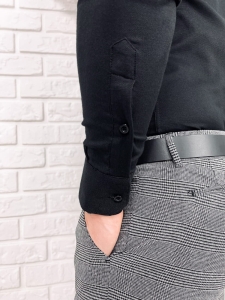 Koszula oxford męska czarna slim fit ze stójką 1781