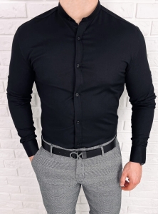 Koszula oxford męska czarna slim fit ze stójką 1781