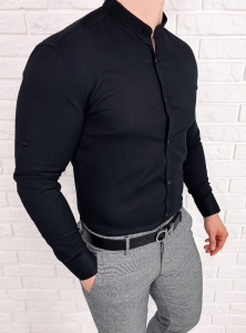 Koszula oxford męska czarna slim fit ze stójką 1781