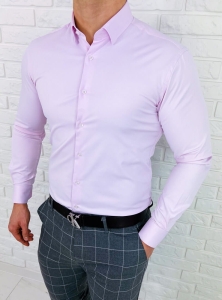 Koszula różowa męska slim fit z kołnierzem RS-1000
