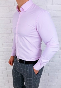 Koszula różowa męska slim fit z kołnierzem RS-1000