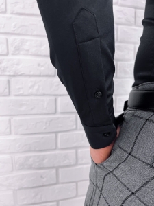 Czarna koszula męska slim fit klasyczna z kołnierzem RS-2000