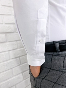 Biała koszula męska slim fit z kołnierzem RS-1000