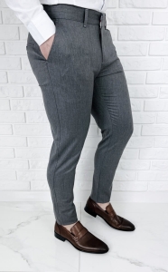 Szare eleganckie spodnie materiałowe męskie slim fit Stylovy 1841