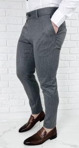 Szare eleganckie spodnie materiałowe męskie slim fit Stylovy 1841