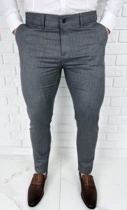 Szare eleganckie spodnie materiałowe męskie slim fit Stylovy 1841