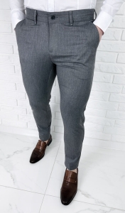 Szare eleganckie spodnie materiałowe męskie slim fit Stylovy 1841