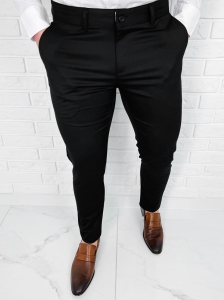 Czarne eleganckie spodnie męskie slim fit Stylovy 1840