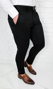 Czarne eleganckie spodnie męskie slim fit Stylovy 1840