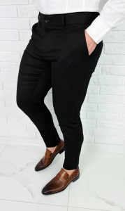 Czarne eleganckie spodnie męskie slim fit Stylovy 1840