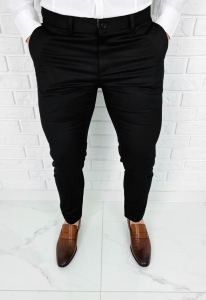 Czarne eleganckie spodnie męskie slim fit Stylovy 1840