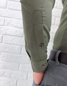Koszula męska khaki z kołnierzem kwadratowe guziki 0032/36