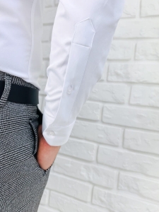 Biała koszula męska ze stójką slim fit Rs-1180