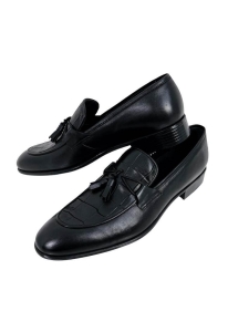 Buty męskie skórzane czarne mokasyny 6933