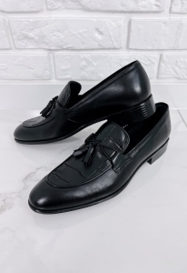 Buty męskie skórzane czarne mokasyny 6933