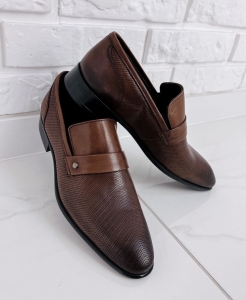 Eleganckie skórzane półbuty męskie camel 1031