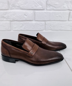 Eleganckie skórzane półbuty męskie camel 1031