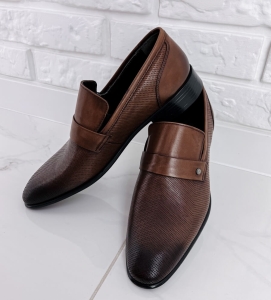 Eleganckie skórzane półbuty męskie camel 1031