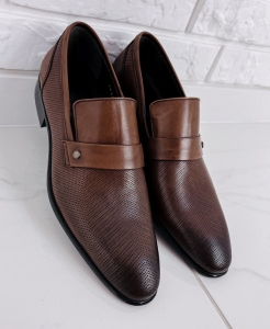 Eleganckie skórzane półbuty męskie camel 1031