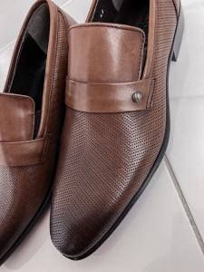 Eleganckie skórzane półbuty męskie camel 1031