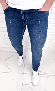 Spodnie jeansowe męskie niebieskie slim fit 4035-Y