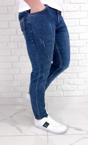 Spodnie jeansowe męskie niebieskie slim fit 4035-Y