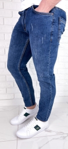 Spodnie jeansowe męskie niebieskie slim fit 4035-Y