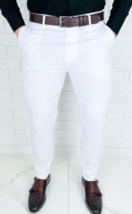 Białe spodnie materiałowe chinosy męskie slim fit 1894