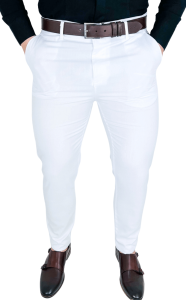Białe spodnie materiałowe chinosy męskie slim fit 1894