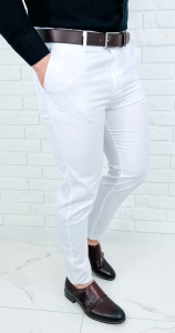 Białe spodnie materiałowe chinosy męskie slim fit 1894