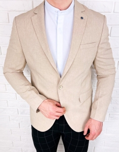 Beżowa elegancka marynarka męska Stylovy 3717