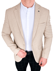 Beżowa elegancka marynarka męska Stylovy 3717