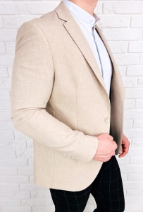Beżowa elegancka marynarka męska Stylovy 3717