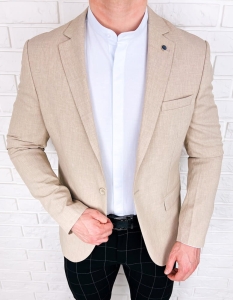 Beżowa elegancka marynarka męska Stylovy 3717