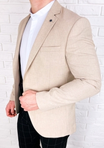Beżowa elegancka marynarka męska Stylovy 3717