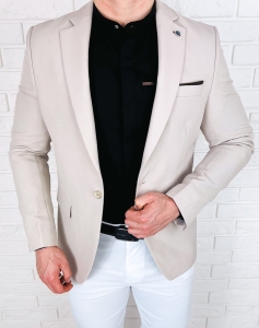 Kremowa elegancka marynarka męska Stylovy 3439