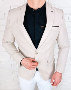 Kremowa elegancka marynarka męska Stylovy 3439
