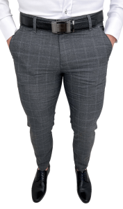 Ciemnoszare eleganckie spodnie w kratę slim fit Dividers Mono-1
