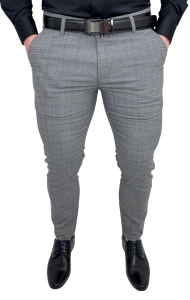 Szare eleganckie spodnie slim fit męskie w delikatną kratę Dividers Zebra-4