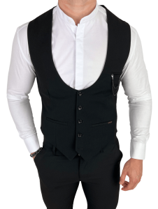 Czarna kamizelka męska elegancka slim fit Stylovy 1367