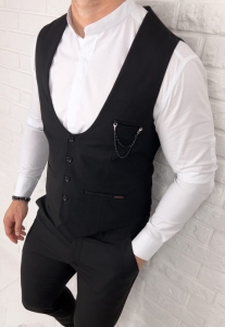 Czarna kamizelka męska elegancka slim fit Stylovy 1367